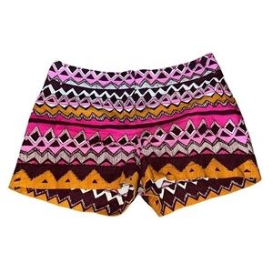 Loft Marisa Fit Pink Aztec print linen& cotton blend shorts Sz-16.    S14